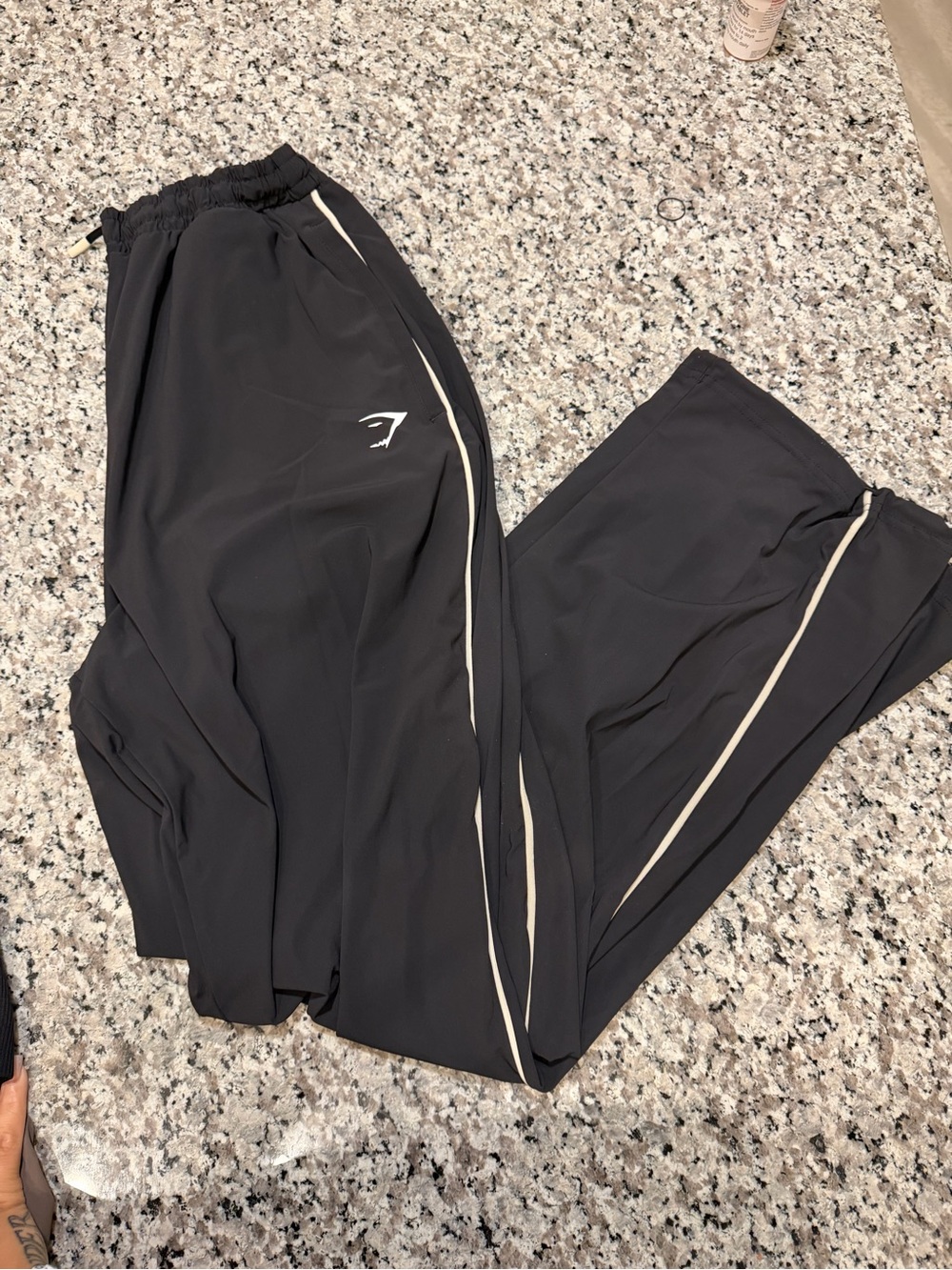 Gymshark Black Joggers with Cream Piping